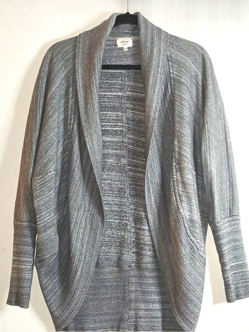 Aritzia Wilfred Gray Draped Open-Front Cardigan Cozy Cocoon Sweater Medium